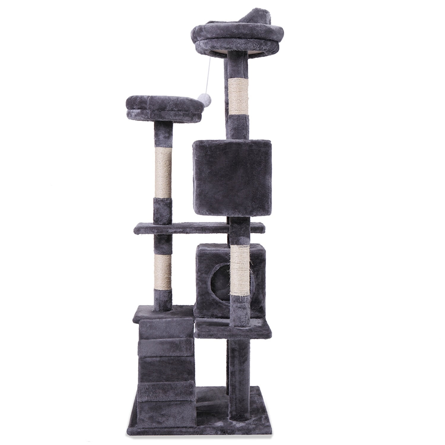 Pefilos 59'' Multi-Level Cat Tower for Large Cats, Cat Tree House for Indoor Cats King Cat Condo, Cat Condo for Multiple Cats, Gray Pefilos 59'' Multi-Level Cat Tower for Large Cats, Cat Tree House for Indoor Cats King Cat Condo, Cat Condo for Multiple Cats, Gray