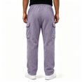 thumbnail image 5 of Dwellite Men's Corduroy Pants Wide Leg Baggy Cargo Sweatpants Loose Fit Casual Trousers with Multi Pocket Light Purple XL, 5 of 5