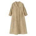 thumbnail image 5 of Eawtki Women's V Neck Long Sleeve Maxi Dress Loose Fit With Pockets Solid Casual Dress For Spring Summer Daily Wear Vacation, 5 of 6