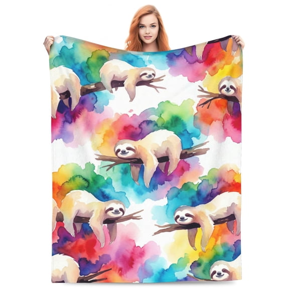 Sloth Throw Blanket Sloth Gifts for Women Men Kids Adults Soft Flannel Blanket for Couch Sofa ​Bed Home Decor 50x40