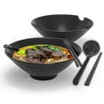 thumbnail image 1 of 6-Piece Ramen Bowl Set With 1000 Ml Filling Quantity - Traditional Japanese Crockery Set With Chopsticks And Spoon In Black, 1 of 4