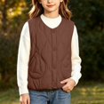 thumbnail image 2 of Besolor Girls Clothes Vests Fall Winter Casual Thermal Warm Sleeveless Button Jackets Waistcoat with Pockets(2-3 Years,Coffee), 2 of 6