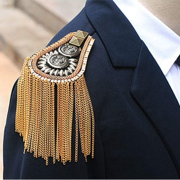 Xinyolin 1Pc Vintage Rivet Tassels Shoulder Brooch Badge Suit Epaulette Clothes Decor