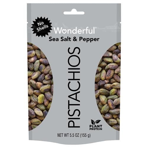Wonderful Pistachio Sea Salt & Pepper No Shells Pistachios, 5.5 Oz - Pack of 2