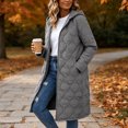 thumbnail image 3 of cocolona Womens Long Quilted Jacket LightWeight Long Sleeve Hooded Zipper Puffer Coat Casual Loose Solid Color Winter Warm Snow Long Outerwear, 3 of 6