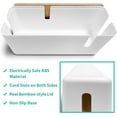thumbnail image 5 of Cable Management Box with Bamboo Lid, White Cable Box Small Cord Hider Box Cord Organizer Box to Conceal Surge Protector, Desk/TV/Computer Wires, Power Strip Box Cord Management Box for Tidy Space, 5 of 10