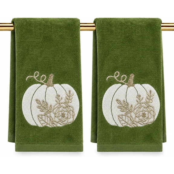 Serafina Home Fall Floral Pumpkin Fall Fingertip Towels 2 Count