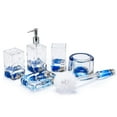 thumbnail image 2 of Locco Decor 5 Piece Acrylic Liquid 3D Floating Motion Bathroom Vanity Accessory Set Ocean Theme Shell Toothbrush Holder, Tumbler, Soap Dispenser, Soap Dish, Toiletbrush Holder Set, 2 of 4