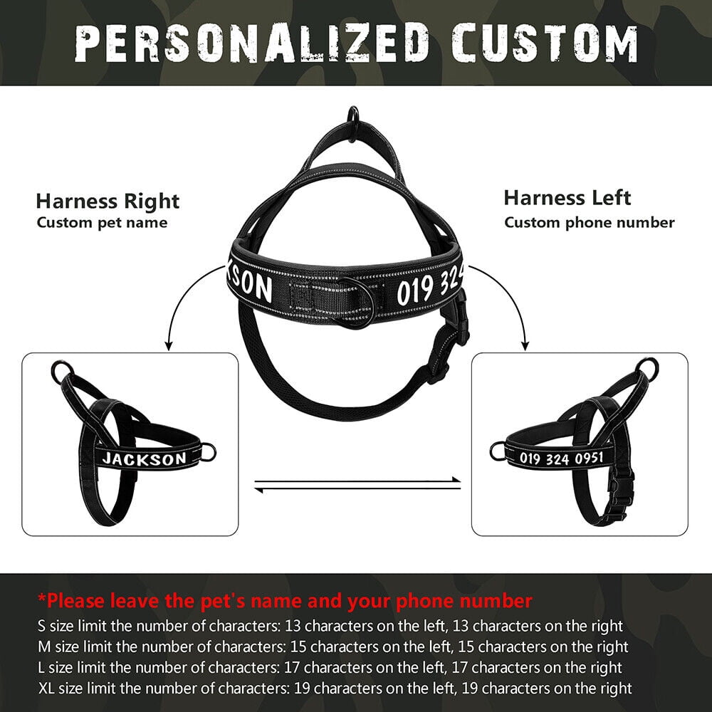 Pet Artist No Pull Dog Harness for Medium Large Dogs Reflective Personalized Name ID Strap Vest Front Leading
