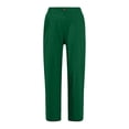 thumbnail image 6 of Linen Pants Women Elastic Waist Cropped Button Summer Lounge Pants Straight Leg Ankle Length Cotton Linen Slacks Green L, 6 of 7