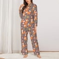 thumbnail image 2 of Fuzoiu Cute Little Fox Print Women's Long-Sleeved Pajama,Lounge Button Down Nightwear,Womens Notch Collar Pajama Set-XX-Large, 2 of 7