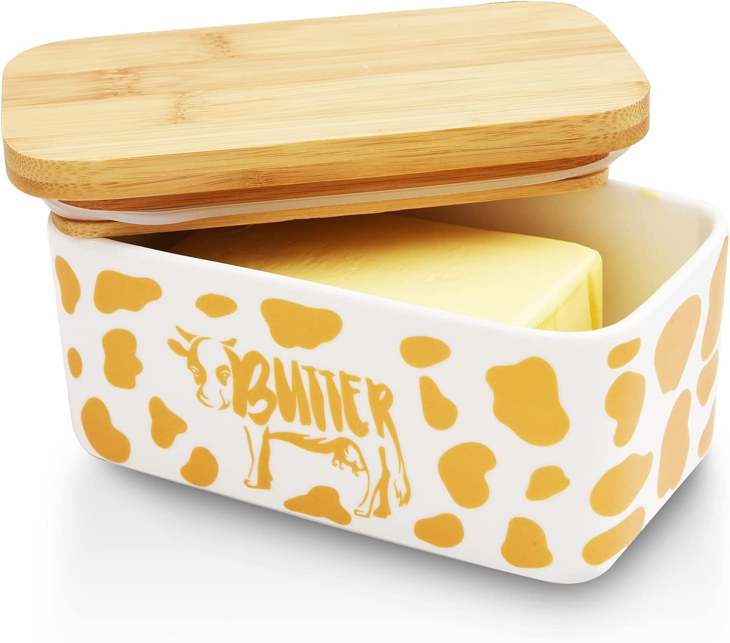 Lumicook Butter Dish with Lid, Gold Cow Butter Holder