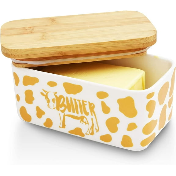Lumicook Butter Dish with Lid, Gold Cow Butter Holder