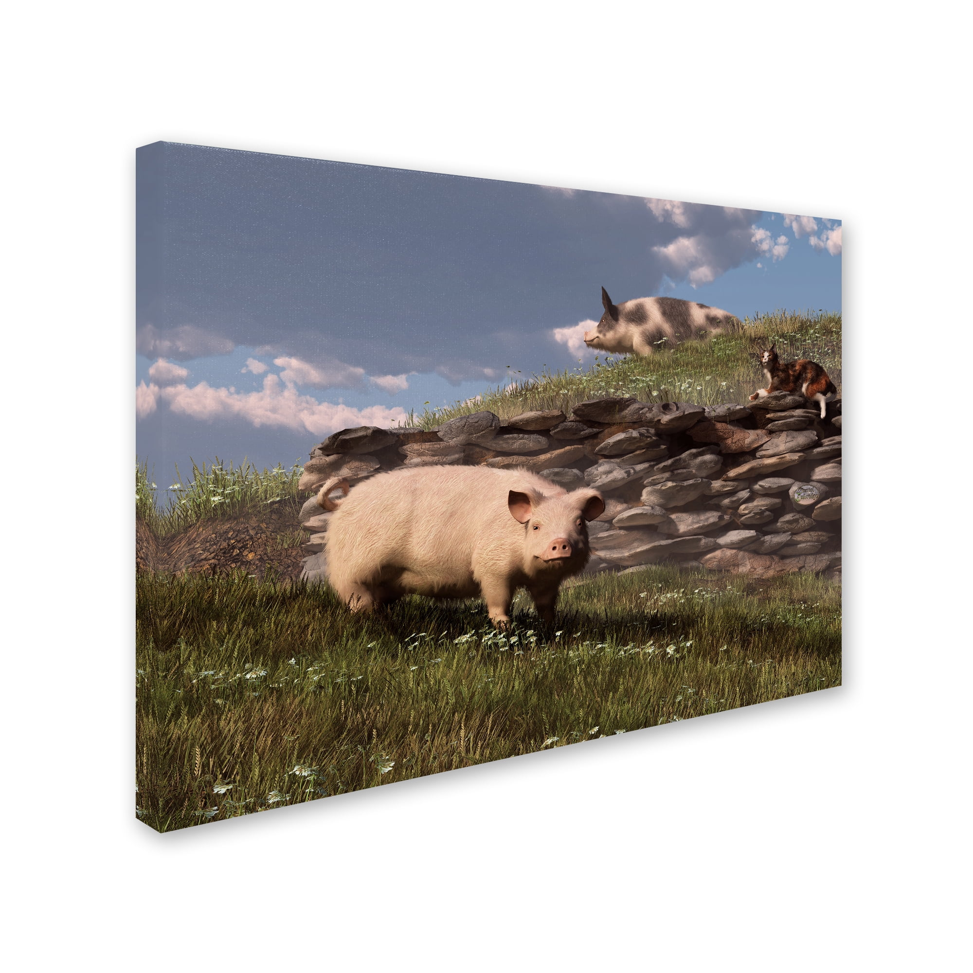 Trademark Fine Art 'Free Range Pigs' Canvas Art by Daniel Eskridge