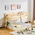 thumbnail image 2 of Zimtown Bunk Bed Twin Over Full with 14.57" Height Safety Guardrail, Low Floor Wood Bed Frame, Wood Color, 2 of 11