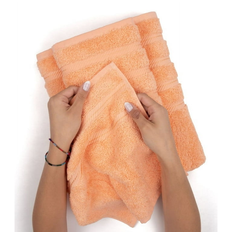 American Soft Linen Luxury 4 Piece Hand Towel Set 100 Cotton Turkish Towels for Bathroom Malibu Peach Walmart