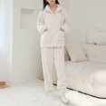 thumbnail image 2 of Elainilye Fashion Pajamas For Women Set Comfortable Casual Loungewear Zipper Stand-up Collar Tops And Vertical Grain Pants PJ Sets,White, 2 of 4
