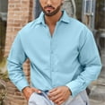 thumbnail image 4 of Wdfiry Shirts for Men Solid Color Fashion Button Open Front Shirts Long Sleeve Turn-down Collar Business Dressy Tops, 4 of 5