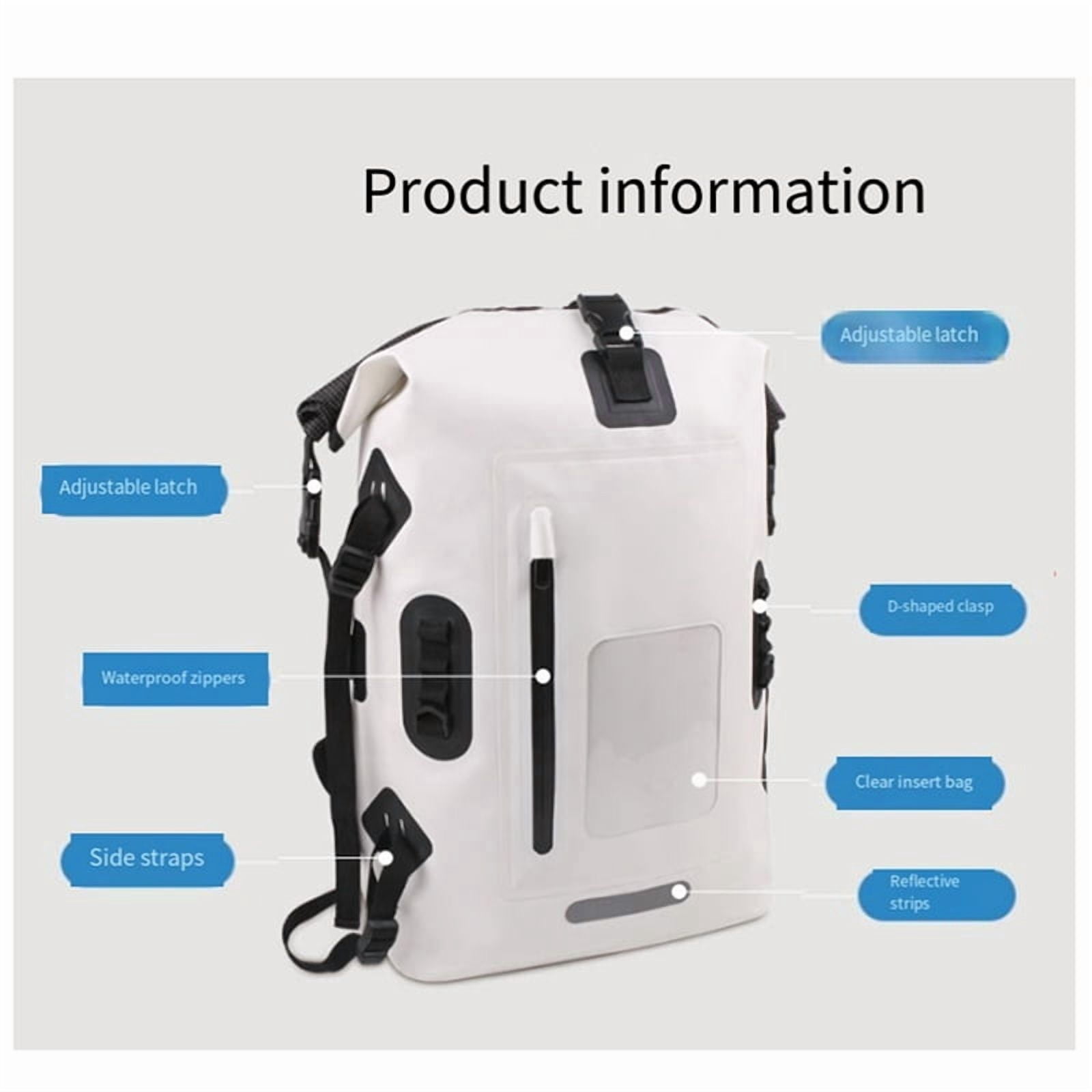 30L Waterproof Dry Bag Fishing Backpack Drift Swimming River Trekking Shoulder Bait Fishing Bucket Kayak Bag Black,1 x Fishing Backpack,Black