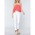 thumbnail image 4 of FashionMile Women Swiss Dot Woven Ruffled Flare Two Ply Off the Shoulder Tube Crop Top, 4 of 5