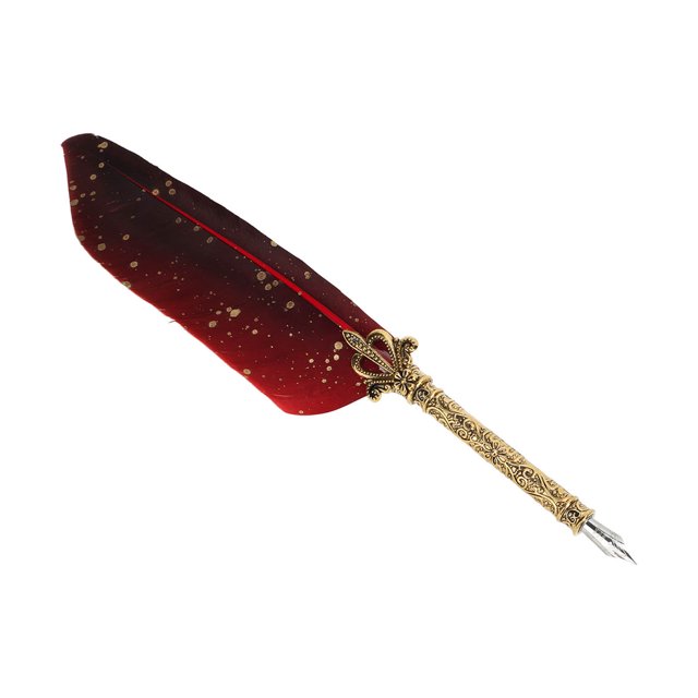 Feather Pen, Smoothing Writing Quill Pen Set Multiple Replacement Nibs Exquisite Styling For School For Office For Home Red
