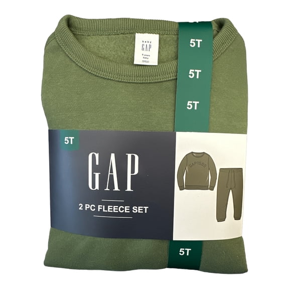 GAP Boy's Toddler 2-Piece Long Sleeve & Jogger Pant Fleece Set (Desert Cactus, 5T)