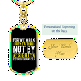 thumbnail image 3 of We Walk By Faith 2 Corinthians 5:7 Stainless Steel or 18k Gold Premium Swivel Dog Tag Keychain, 3 of 10