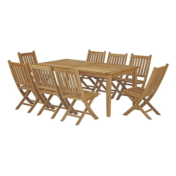 Modern Contemporary Urban Design Outdoor Patio Balcony Garden Furniture Side Dining Chair and Table Set, Wood, Natural