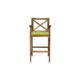 thumbnail image 4 of GDF Studio Abena Outdoor Acacia Wood 28.5 Inch Barstools and With Cushion, Set of 4, Teak and Green, 4 of 8