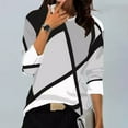 thumbnail image 2 of FRSASU Plus size Women's Stitching Contrast Color Long Sleeve T-shirt Blouse Gray 4(S), 2 of 5