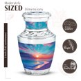 thumbnail image 2 of JAGASY Beach Funeral Urn for Ashes Adult Female, Teal Keepsake Small Urns for Human Ashes, Ocean Sunset Orange Blue Clouds Decorative Urns, Yellow Mini Handmade Urn for Boys & Girls, (3 Inch), 2 of 7