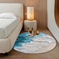 thumbnail image 2 of Watercolor Beach Waves Round Rugs for Living Room 6ft Abstract Blue Ocean Non Slip Circle Rug Washable Low-Profile Indoor Carpet for Bedroom, Dining Room, Bathroom, 2 of 9