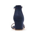 thumbnail image 4 of Zhabtuc Women's Low Chunky Heel Sandal Ankle Strap Open Toe Block heels Party Dress Shoes for Lady Navy Blue Size 8.5, 4 of 6