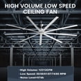 thumbnail image 2 of iLiving 96-Inch, 8 feet HVLS 9 Blades BLDC Big Ceiling Fan, High Volume Low Speed HVLS Fan, Reversible Industrial Commercial and Residential, 12312 CFM with IR Remote, 2 of 6