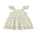 thumbnail image 1 of Été Nouveau-Né Bébé Filles Floral Robe Casual Col Carré Bouton-Bas Mouche Manches une-Ligne Robe Rose 3-4 Ans, 1 of 8