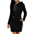thumbnail image 2 of Fashion Sweatshirt Dresses for Women Pocket Hooded Casual Dress Solid Color Long Sleeve Mini Dress, 2 of 5