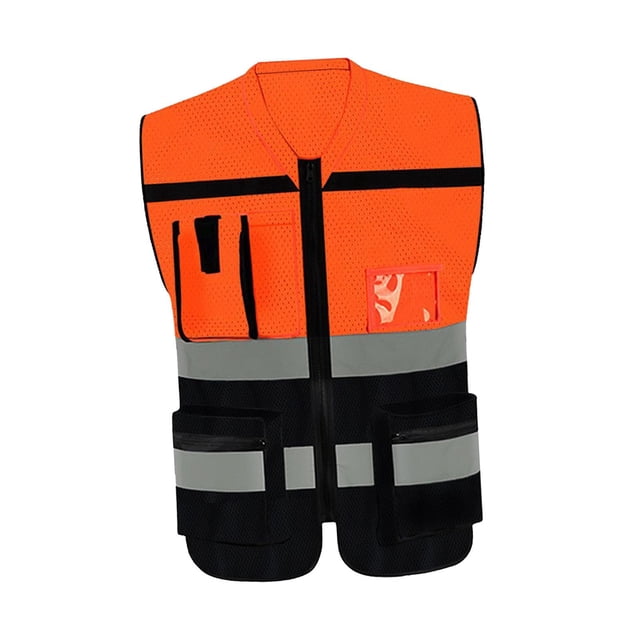 Chaleco reflectante shamjiam para trabajo transpirable Naranja Negro 2XL