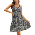 thumbnail image 1 of Protea Batik Hawaïen Floral Tropical-Argent Robe Évasée Col Carré Robe Élégante Mode Féminine Robe Imprimée Hawaïenne, 1 of 5