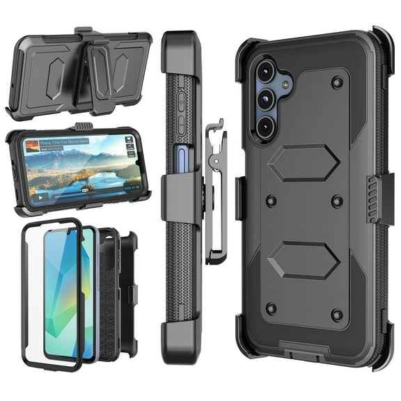 Takfox Case For Samsung Galaxy A36 5G ,Shockproof Heavy Duty Rugged Locking Swivel Holster Belt Clip Kickstand Full Body Hard Shell Phone Cover Case,Black