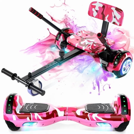 SISIGAD Hoverboard & Go Kart 6.5 Self Balancing Scooter Hover Board with Seat Bluetooth Wheels LED Lights for Kids Ages 6-12