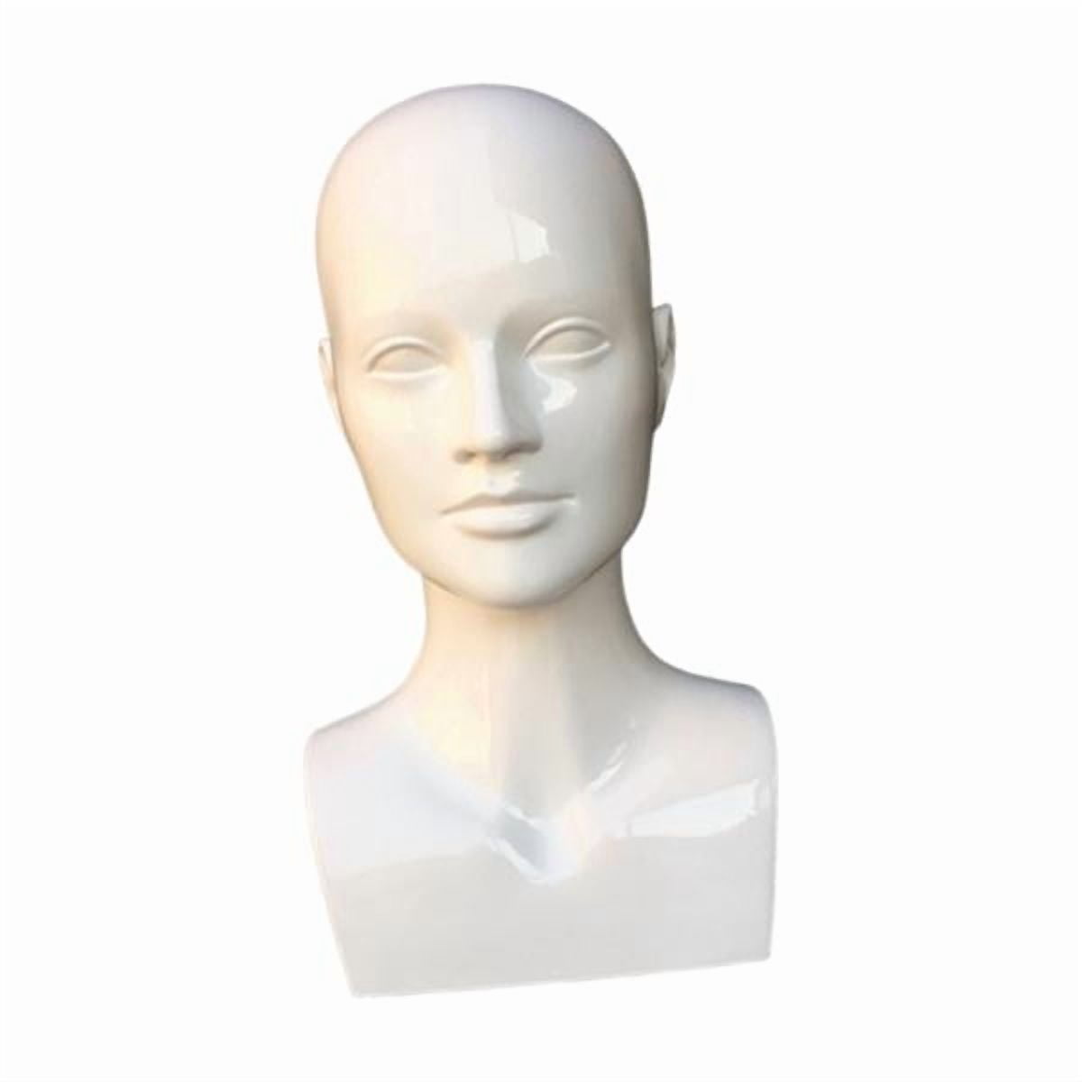 EHJRE Male Mannequin Head Stand with Shoulders, Multifunctional PVC Display for Wigs, Accessories, Glasses, Necklaces, Suitable for Salons, Home, Business Brigtht White
