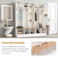 thumbnail image 3 of Euroco Adjustable Shleves 8 Hooks Coat Rack Shoe Cabinet Storage Bench Hall Tree, 3 of 7