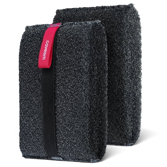 CAVEEM Rectangular Body Scrubber, Reusable Exfoliating Shower Sponge, Deep Cleansing Bath Buffer - 2 Pack (Dark Gray)