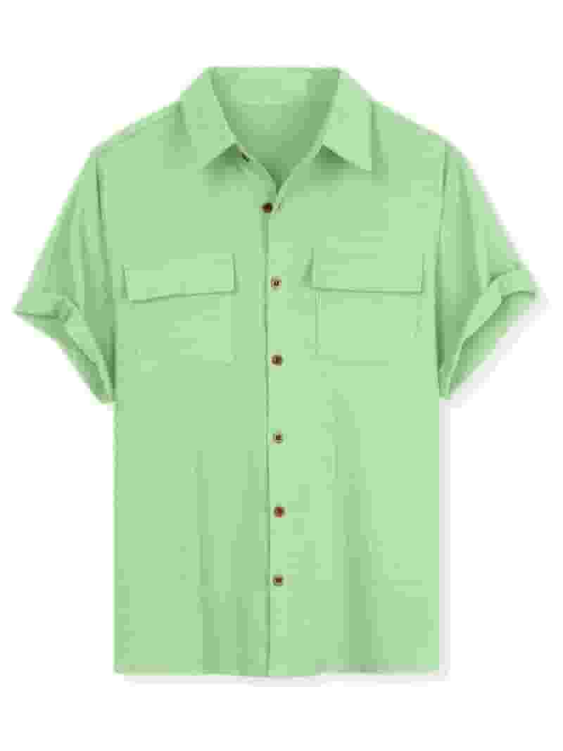 【MODERNIF】Lemain Pocket Short Sleeve Shirt Unique Bargains Men's Summer Short Sleeves Button Down Shirt