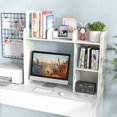 thumbnail image 2 of HarmonyStrings Desktop Bookshelf,  Desktop 2-Tier Display Rack, Multipurpose Wood Desktop Hutch Storage Organizer for Dorm Office Home-White 5 Shelves, 2 of 18