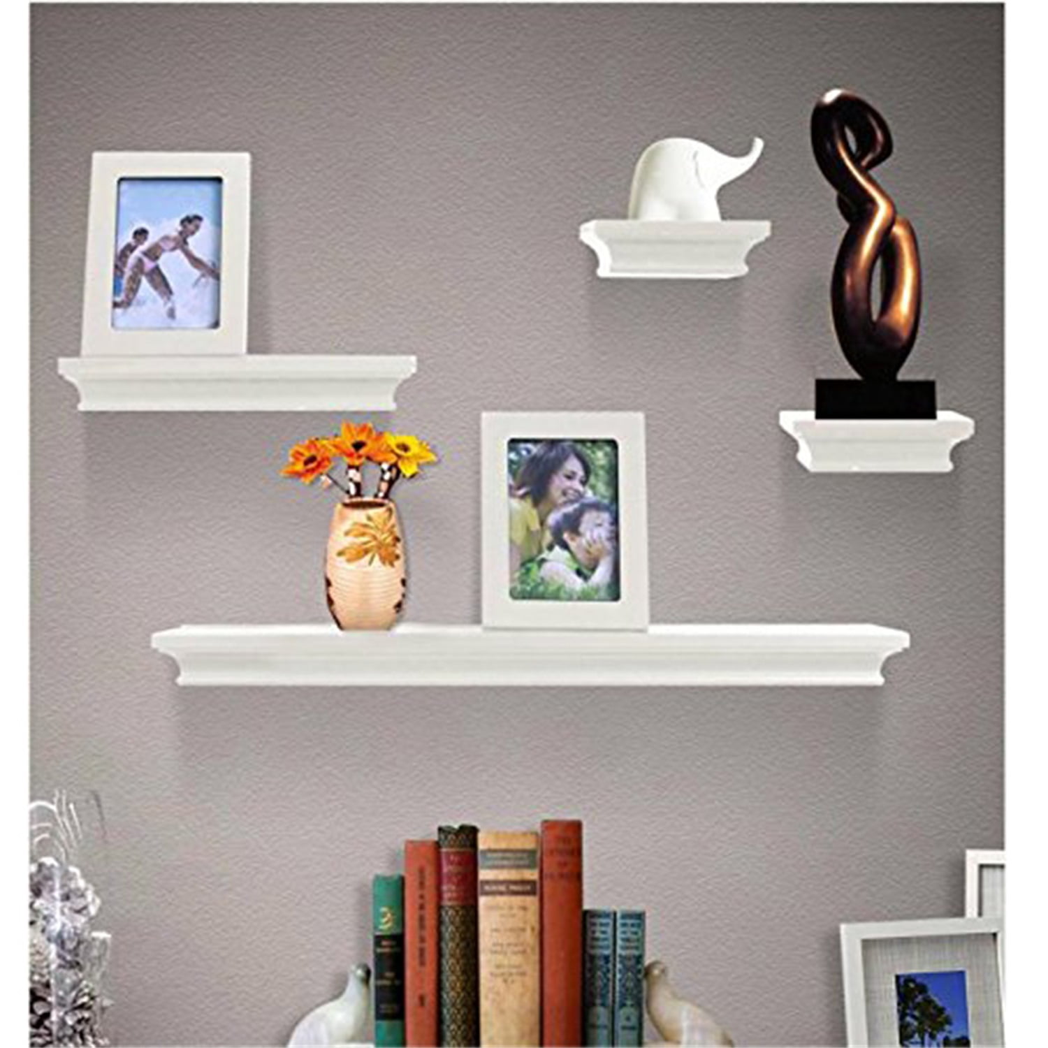 Kepooman Floating Wall Shelves, Set of 4, Classic Multi Length Shelves Kepooman Floating Wall Shelves, Set of 4, Classic Multi Length Shelves