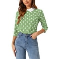 thumbnail image 1 of INSPIRAR CHIC Blusa de Mujer con Cuello Peter Pan en Contraste y Mangas 3/4 Talla XS Verdes, 1 of 5