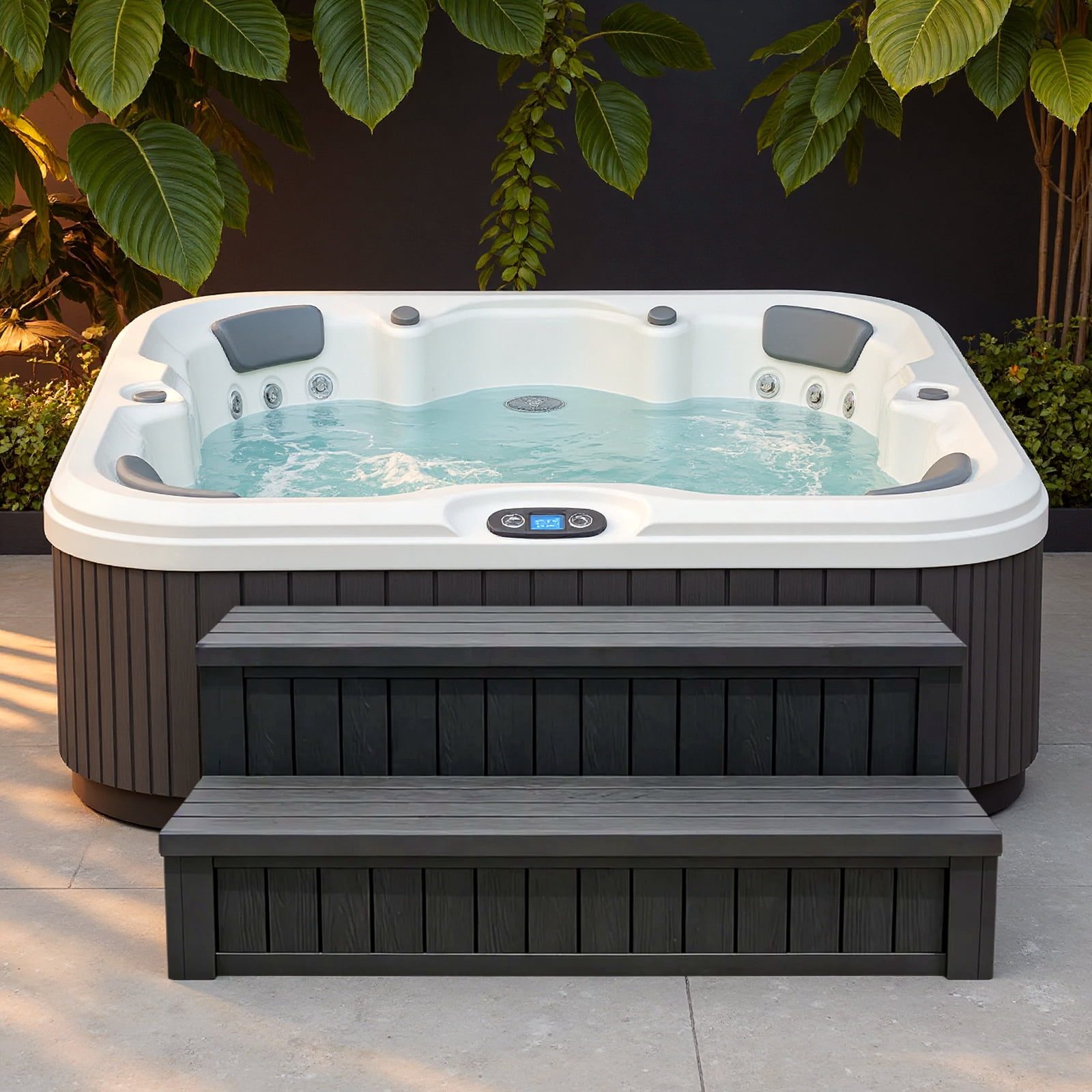 Dovov SPA Hot Tub Steps with Storage, Anti-Slip SPA Steps 36.6" Spa Hot Tub Storage Steps Indoor Outdoor Hot Tub Deck Step Swimming Pool Stairs, 780 lbs Capacity, Black