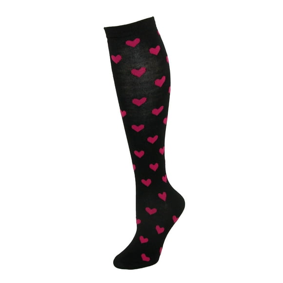 CTM®  Heart Print Knee High Socks (Women's)