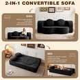 thumbnail image 4 of Walsunny 2-in-1 Convertible Futon Sofa Bed, Boneless Foldable Sofa Bed, Lazy Sleeper Sofa Couch, Memory Foam Folding Couch for Living Room, Bedroom, Black, 4 of 9